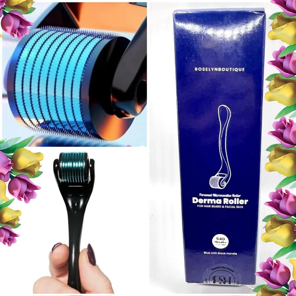 RoselynBoutique Derma Roller for Hair Skin Body 540 Titanium Microneedle 0.25mm